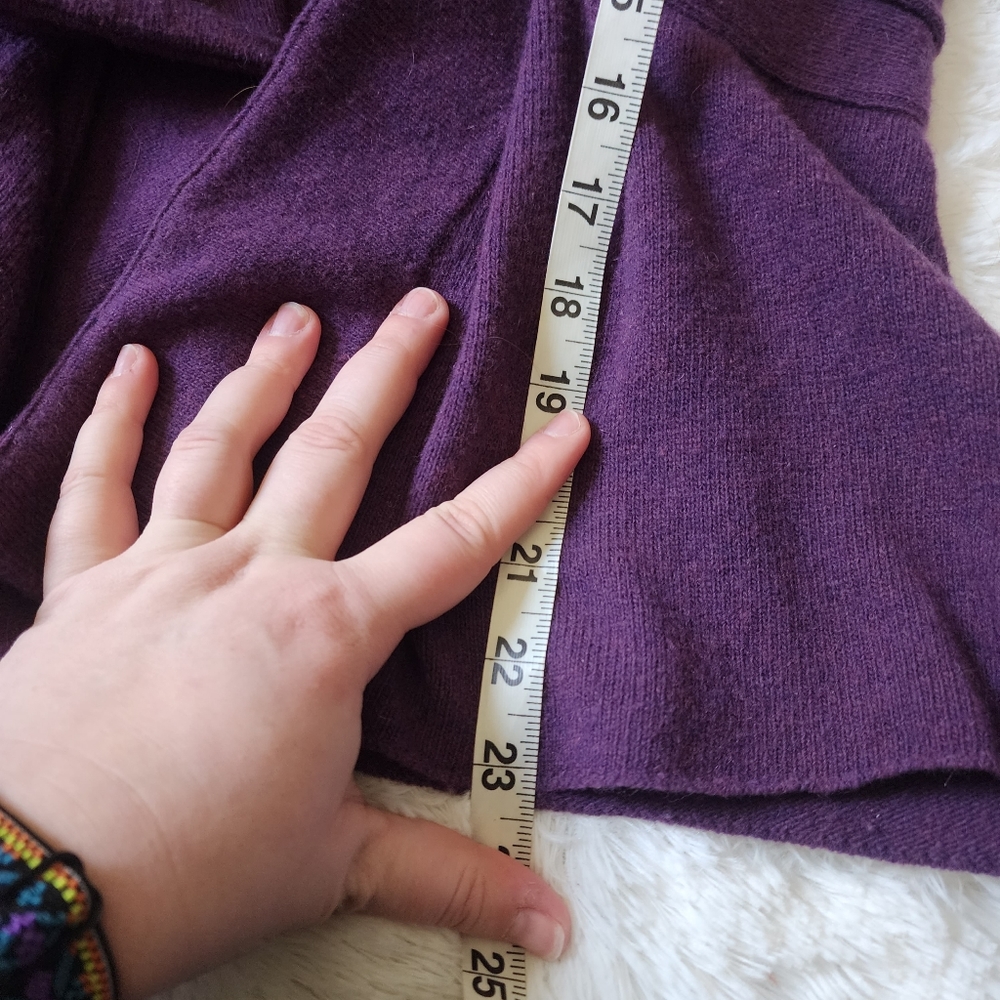 Anthropologie Robin purple wool blend button crossover cardigan sweater Small - Picture 7 of 9